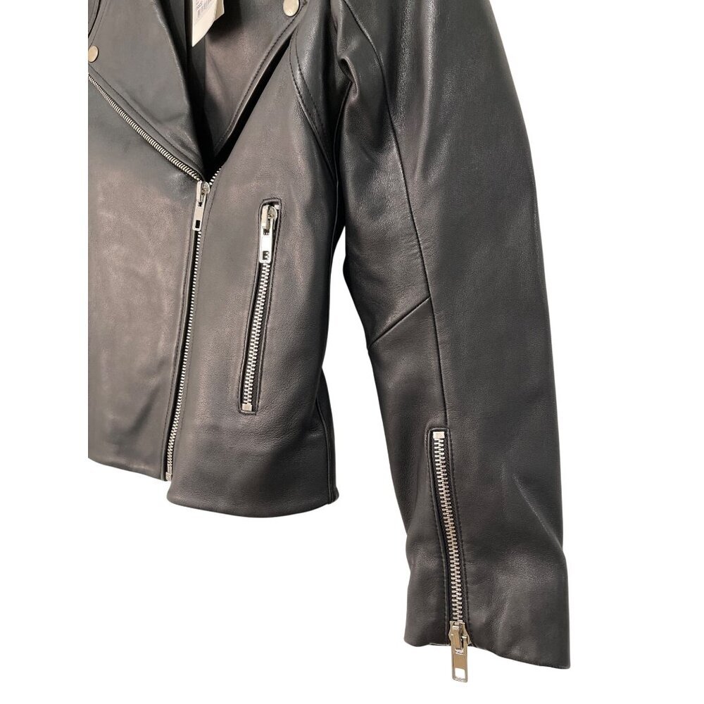 Sandro $790 Lambskin Leather Moto Jacket Size 2 Medium NWT - Picture 4 of 7